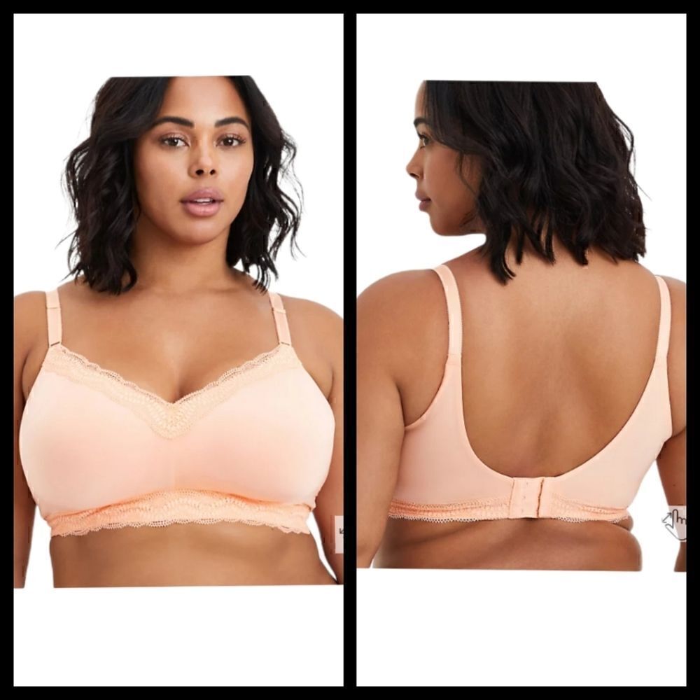36D Torrid Peach Wireless Back Smoothing Bra Everyday Lined Pastel Comfy Lounge